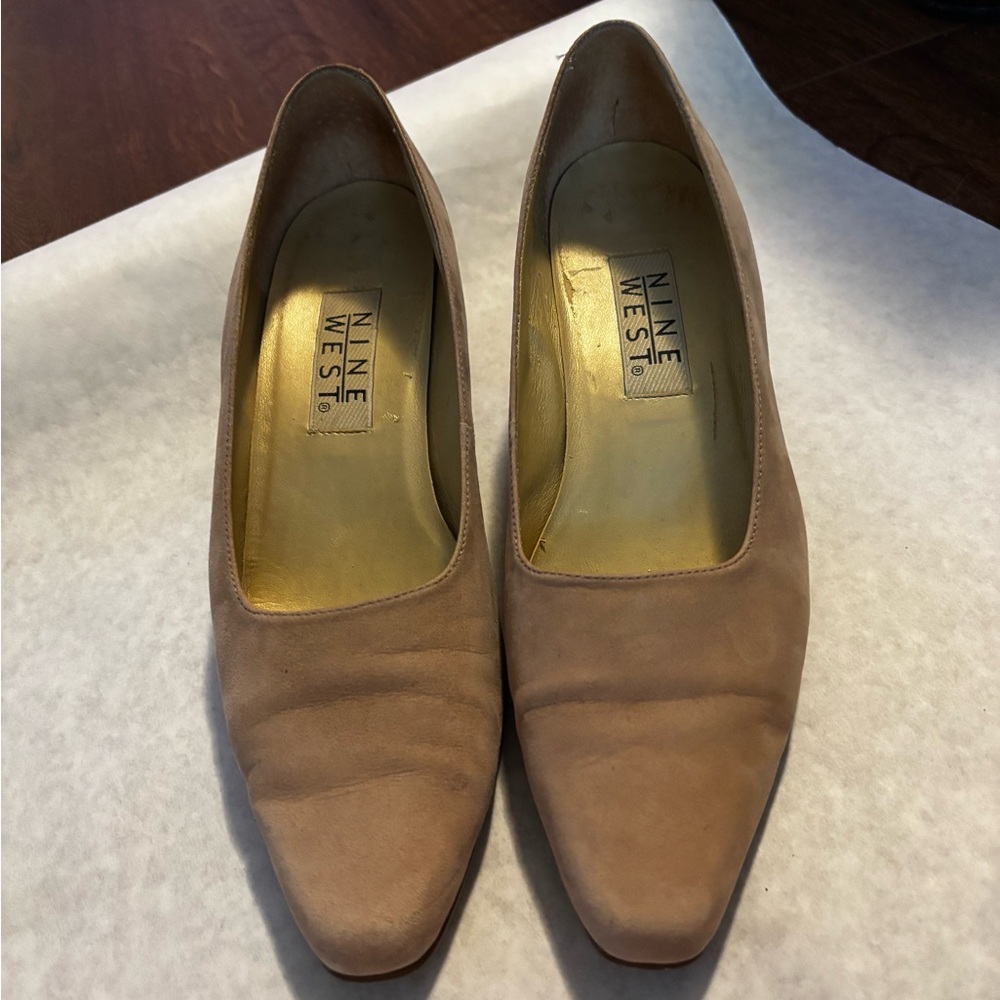 Nine West Classic Beige Suede Heels